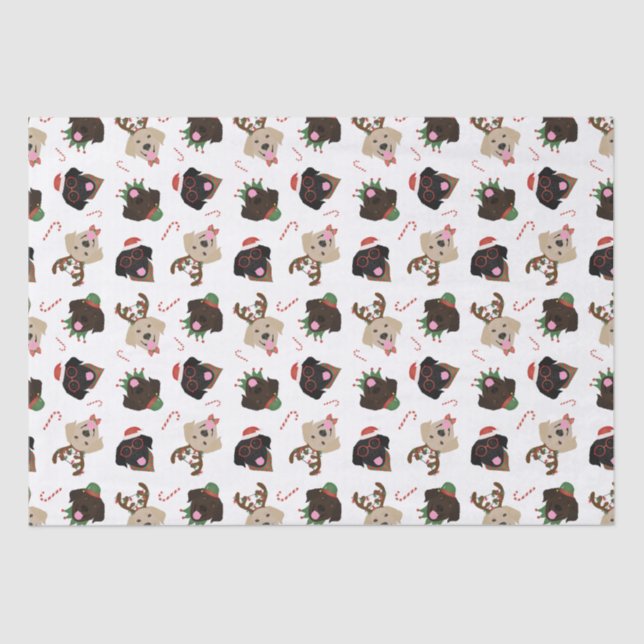 Happy Pawlidays Labrador Retriever Dogs Tissue Paper (Front)