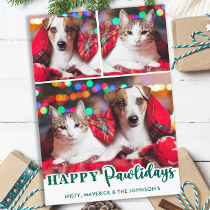 Happy Pawlidays Modern Custom Pet Dog Photo Card