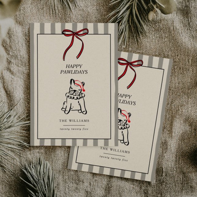 Happy Pawlidays Modern Dog Family Christmas Card (Creator Uploaded)