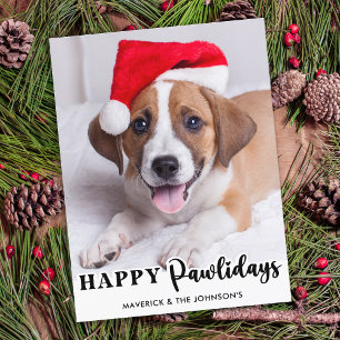 Happy Pawlidays Personalised Cute Pet Dog Photo Holiday Postcard