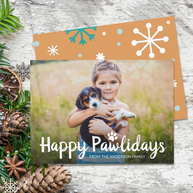 Happy Pawlidays Pet Dog Puppy Photo Holiday Card (Creator Uploaded)