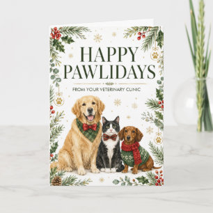 Happy Pawlidays Veterinary Clinic Client Christmas Holiday Card