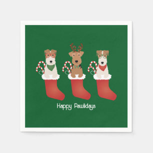 Happy Pawlidays Welsh Wire Fox Terrier Dogs Napkin