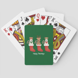 Happy Pawlidays Welsh Wire Fox Terrier Dogs Playing Cards