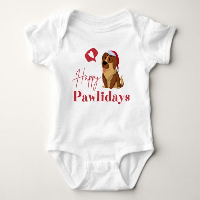 Happy pawlydays baby bodysuit (Front)