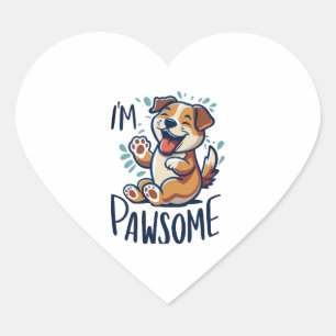 Happy pawsome dog Classic T-Shirt Heart Sticker