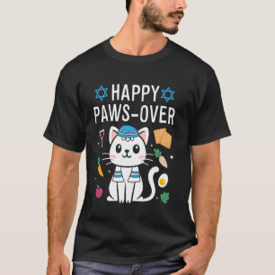 Happy Pawsover Cat Lover Funny Cat Passover Seder T-Shirt