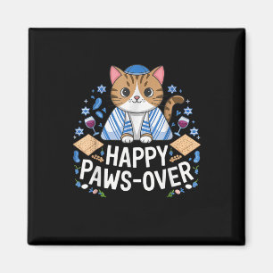 Happy Pawsover Cat Lover Funny Cat Pover Seder Jew Magnet