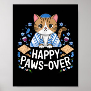 Happy Pawsover Cat Lover Funny Cat Pover Seder Jew Poster