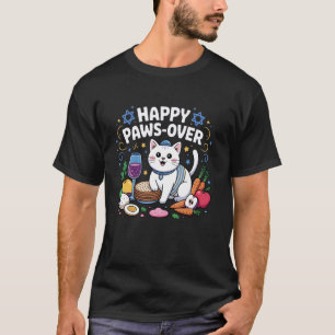 Happy Pawsover Funny Cat Jewish Passover Seder Cut T-Shirt