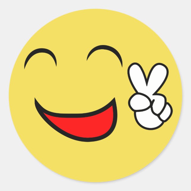 Happy Peace Face Classic Round Sticker (Front)