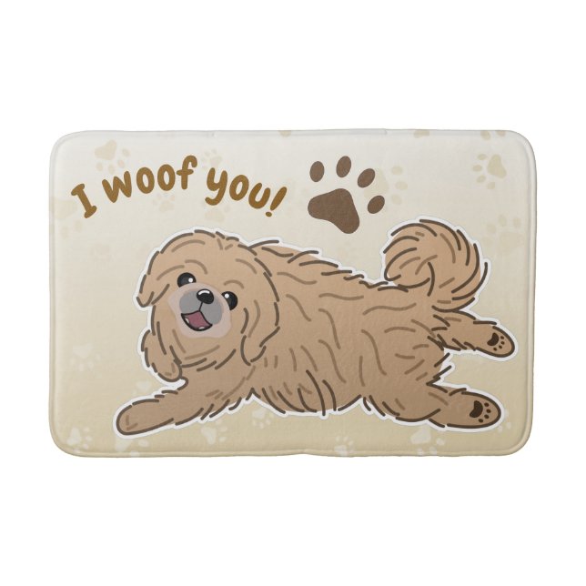 Happy Pekingese Dog Lover I Woof You Paws Bath Mat (Front)