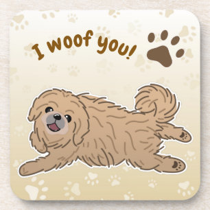 Happy Pekingese Dog Lover I Woof You Paws Coaster