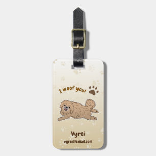 Happy Pekingese Dog Lover I Woof You Paws Luggage Tag