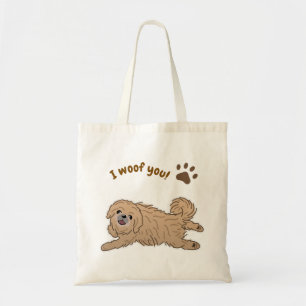 Happy Pekingese Dog Lover I Woof You Paws Tote Bag