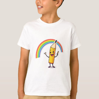 Happy Pencil with Rainbow - Cheerful Cartoon T-Shirt