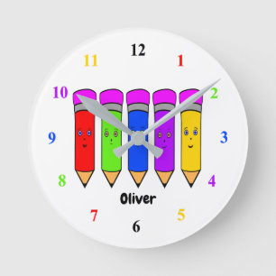 Happy Pencils! Acrylic wall clock
