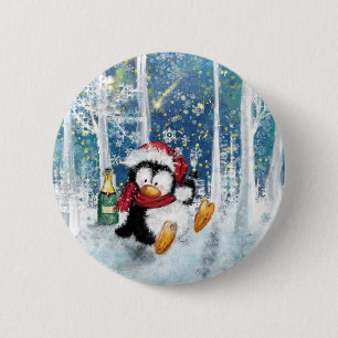 Happy Penguin - Christmas 6 Cm Round Badge