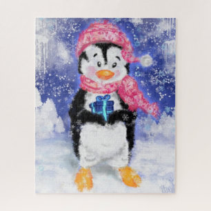 Happy Penguin - Christmas - Drawn by Migned Jigsaw Puzzle