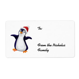Happy Penguin Christmas Present labels (L)