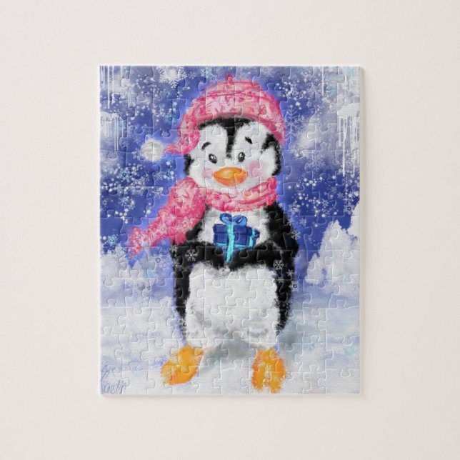 Happy Penguin - Cute - Christmas Jigsaw Puzzle (Vertical)