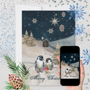 Happy Penguin Family Holiday Card