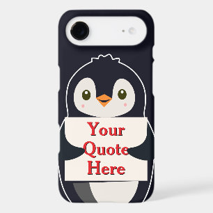 Happy penguin holding a sign to personalise