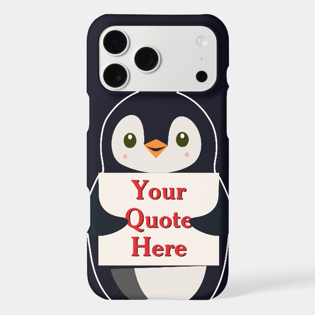 Happy penguin holding a sign to personalize (Back)