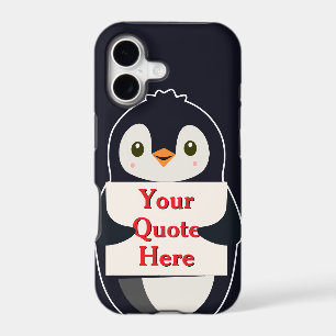 Happy penguin holding a sign to personalize
