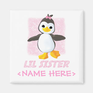 Happy Penguin Little Sister Magnet