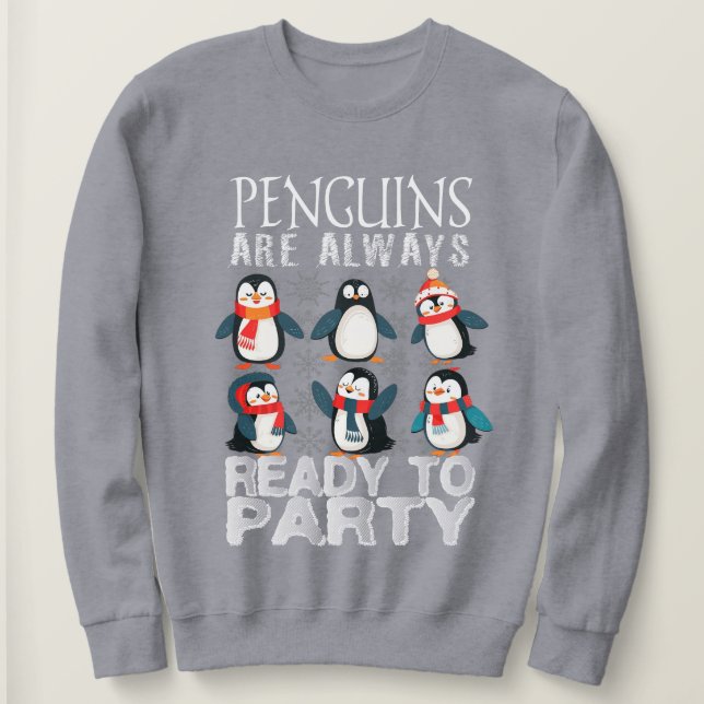 Happy penguins are always partying  Women's Sweate Sweatshirt (Design Front)
