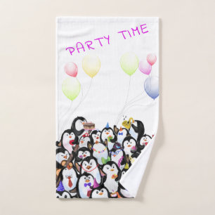 Happy Penguins Bath Towels - Custom Text