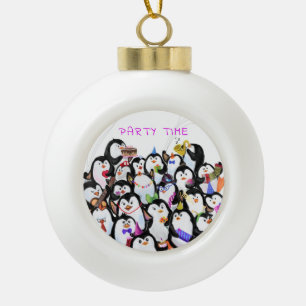 Happy Penguins Christmas Ornaments - Custom Text