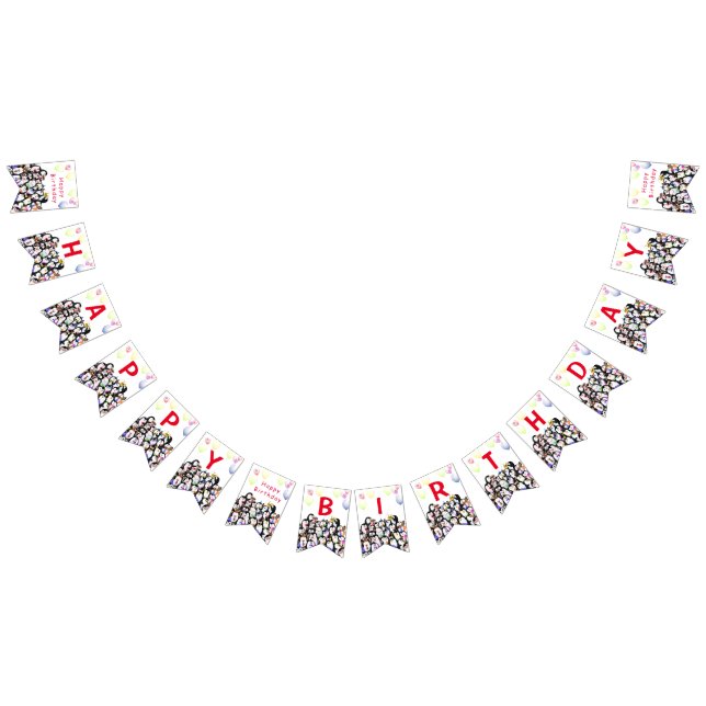 Happy Penguins Party Fun Drawing - Happy Birthday Bunting (All)