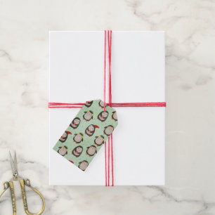 Happy Penguins Wearing Santa Hats w/Ear Muffs Gift Tags