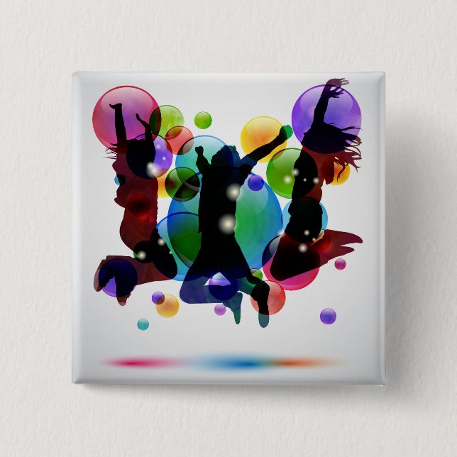 Happy People 15 Cm Square Badge (Front)