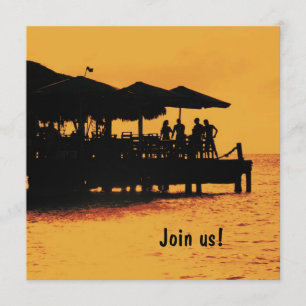 happy people at sunset invitation