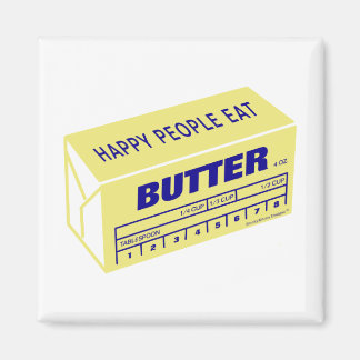 Happy People Eat Butter (Blue) Magnet