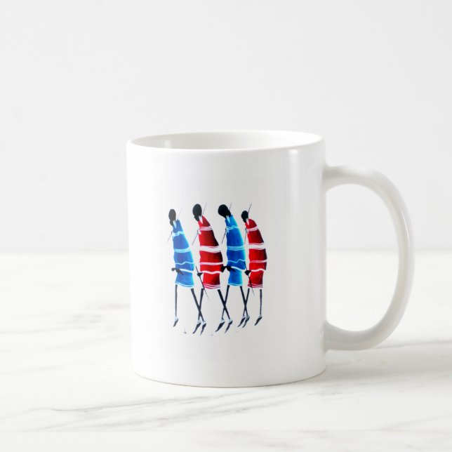 Happy People Maasai Warriors Walking Art Print Coffee Mug (Right)