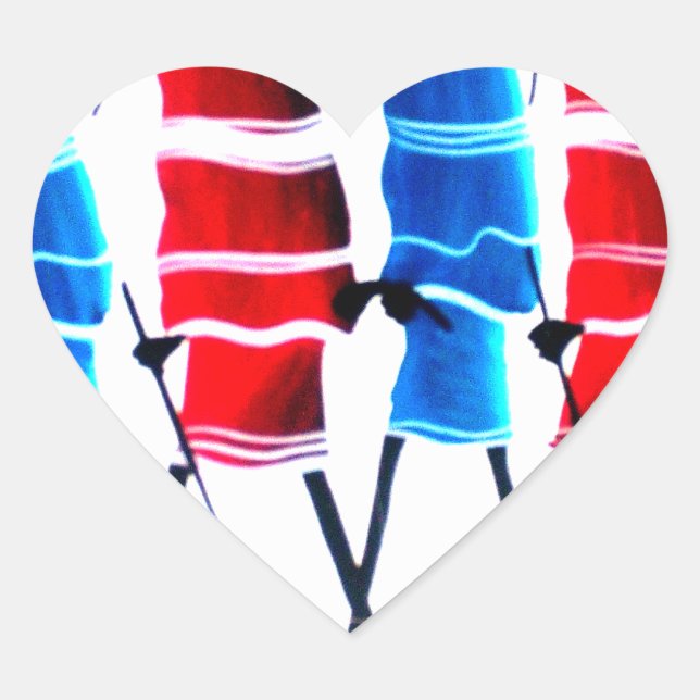 Happy People Maasai Warriors Walking Art Print Heart Sticker (Front)