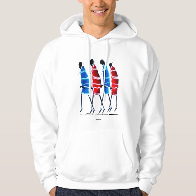Happy People Maasai Warriors Walking Art Print Hoodie (Front)