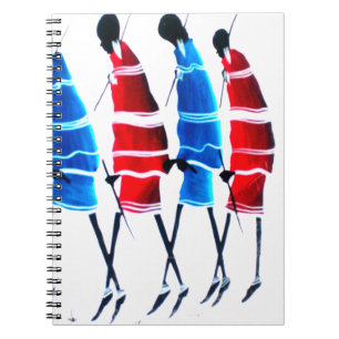 Happy People Maasai Warriors Walking Art Print Notebook