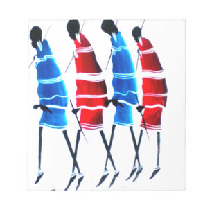 Happy People Maasai Warriors Walking Art Print Notepad