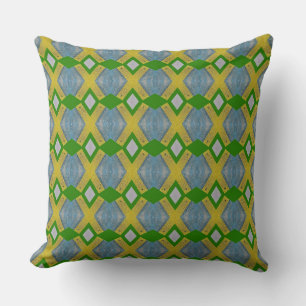 Happy People of Colours Gold and Green Cushion