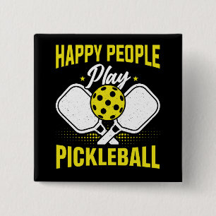 Happy People Play Pickleball 15 Cm Square Badge