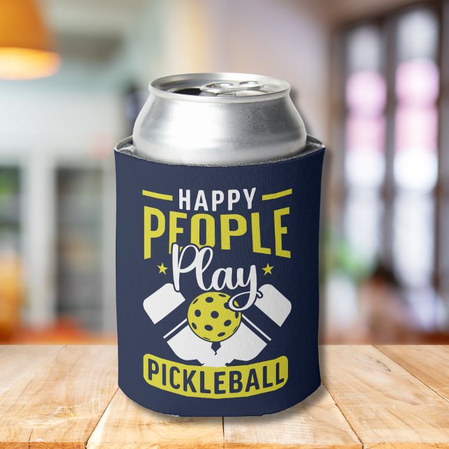 Happy People Play Pickleball Funny Pickleball Can Cooler (Creator Uploaded)
