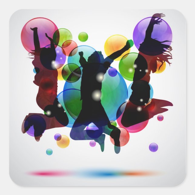 Happy People Square Sticker (Front)