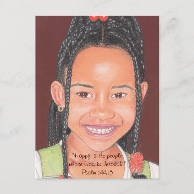 Happy People Whose God is Jehovah~Scripture~Print Postcard (Front)