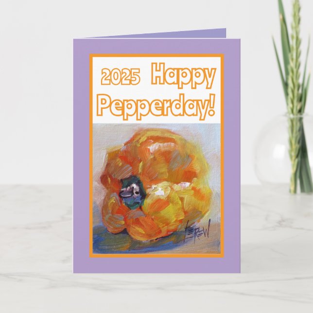 Happy Pepperday Yellow Bell Pepper Happy Birthday Card (Front)