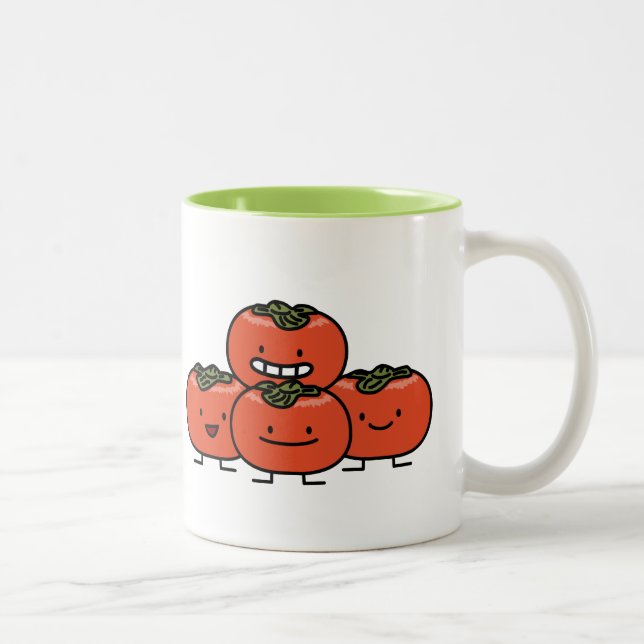 Happy Persimmon Friends Two-Tone Coffee Mug (Right)